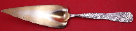 Pie Server FH AS serrated worn GW w/ grape motif 11 3/8